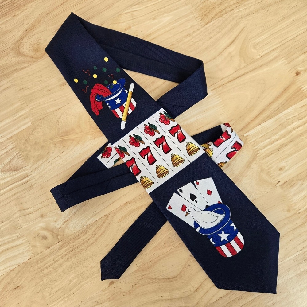 Vintage Dino Romano Handmade Tie 3.75"x55" Magic‎ Casino 1990s MADE IN USA